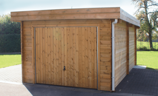 Garage en bois 1 véhicule avec porte