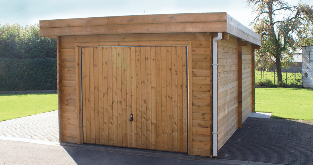 Garage en bois 1 véhicule avec porte
